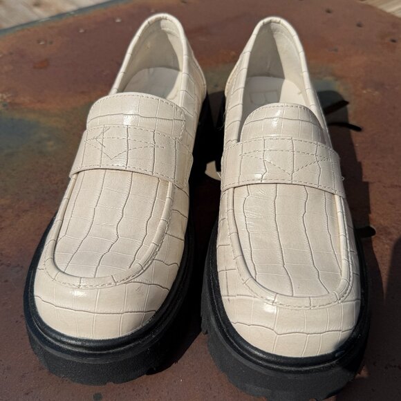 Matisse Beach Laguna Croc-Embossed Bone Platform Loafers - Picture 2 of 10